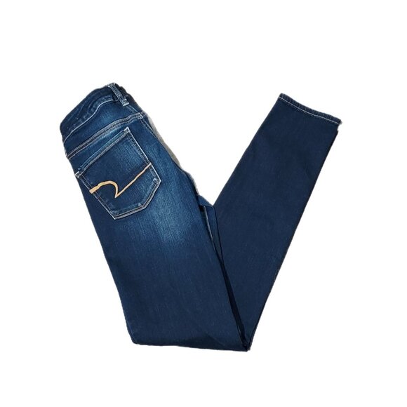 American Eagle Super Stretch Skinny Women Dark Blue Jeans Size 2Long 28x30.5 - Picture 1 of 12